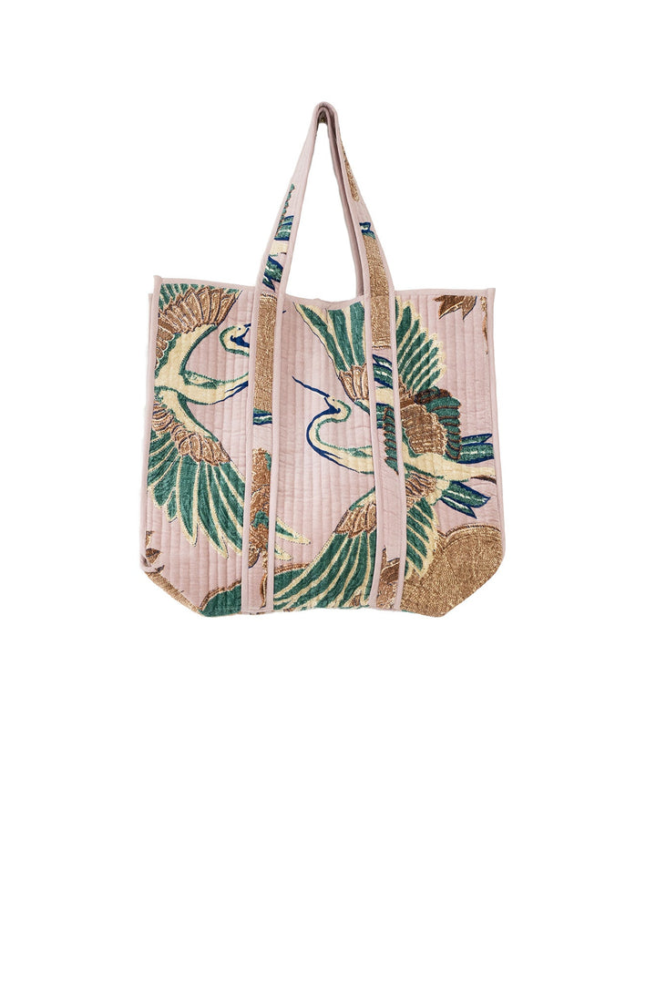 Crane Plaster Pink Large Velvet Tote Bag