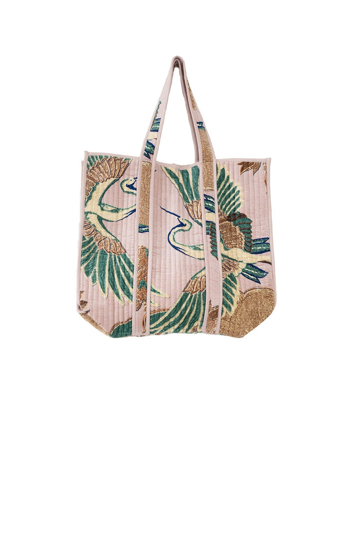 Crane Plaster Pink Velvet Tote Bag