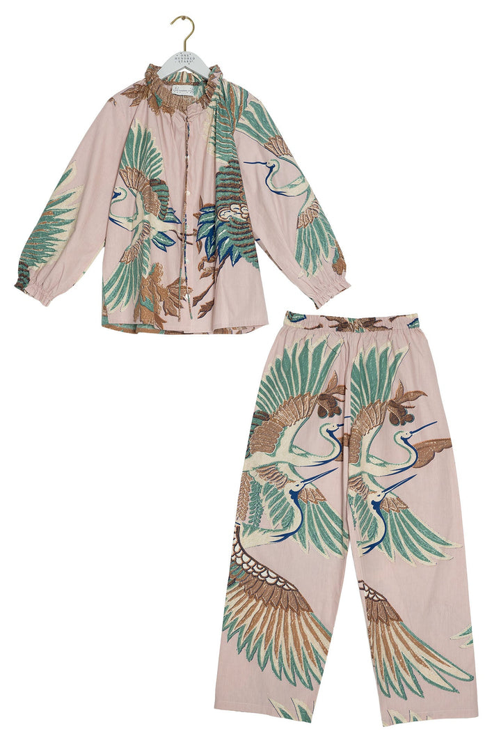 Crane Plaster Pink Poplin Pyjama Set