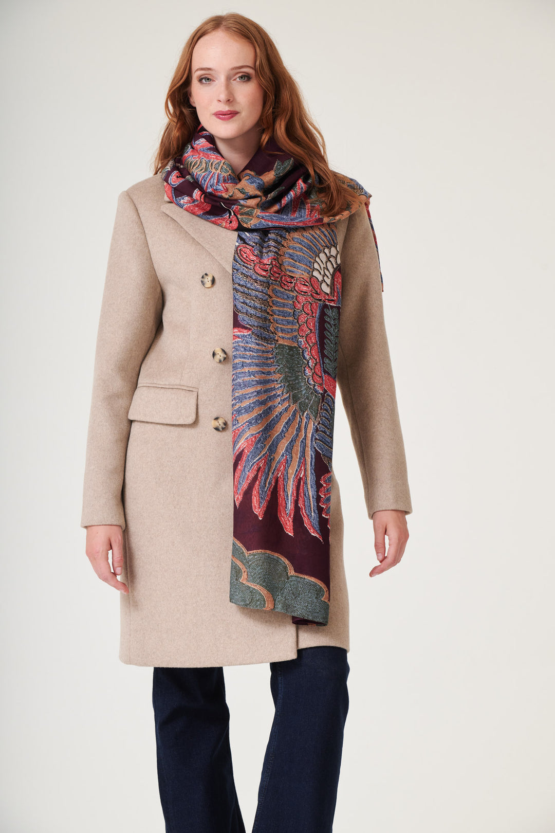 Crane Plum Scarf