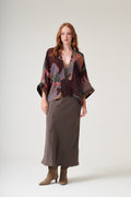 Crane Plum Wool Kimono