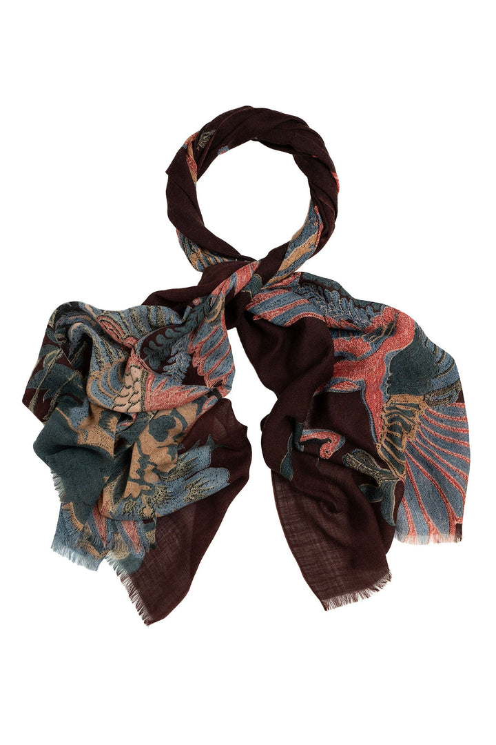 Crane Plum Wool Scarf
