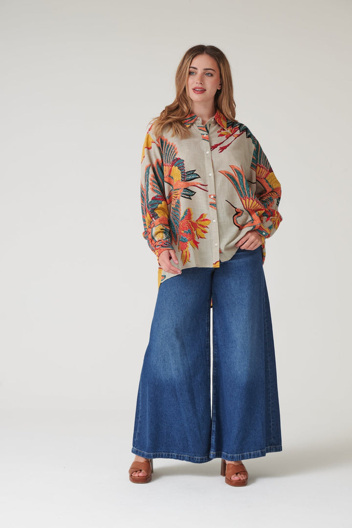 Crane Stone Oversized Shirt - One Hundred Stars