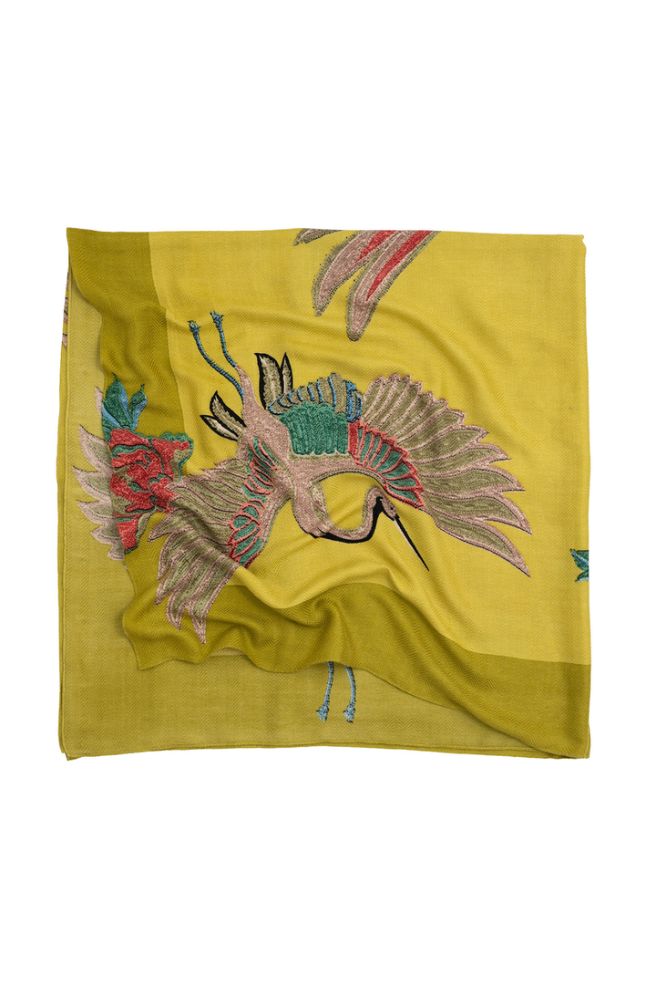 Crane Olive Square Wool Scarf