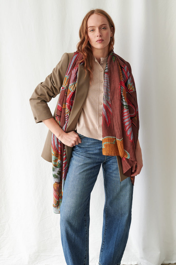 Crane Brown Scarf