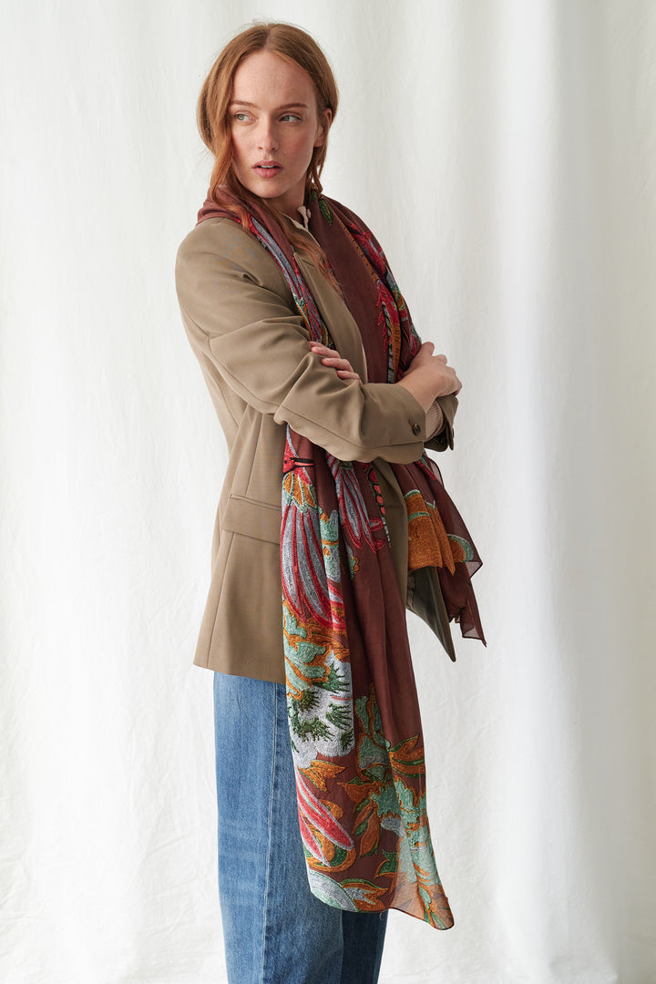 Crane Brown Scarf