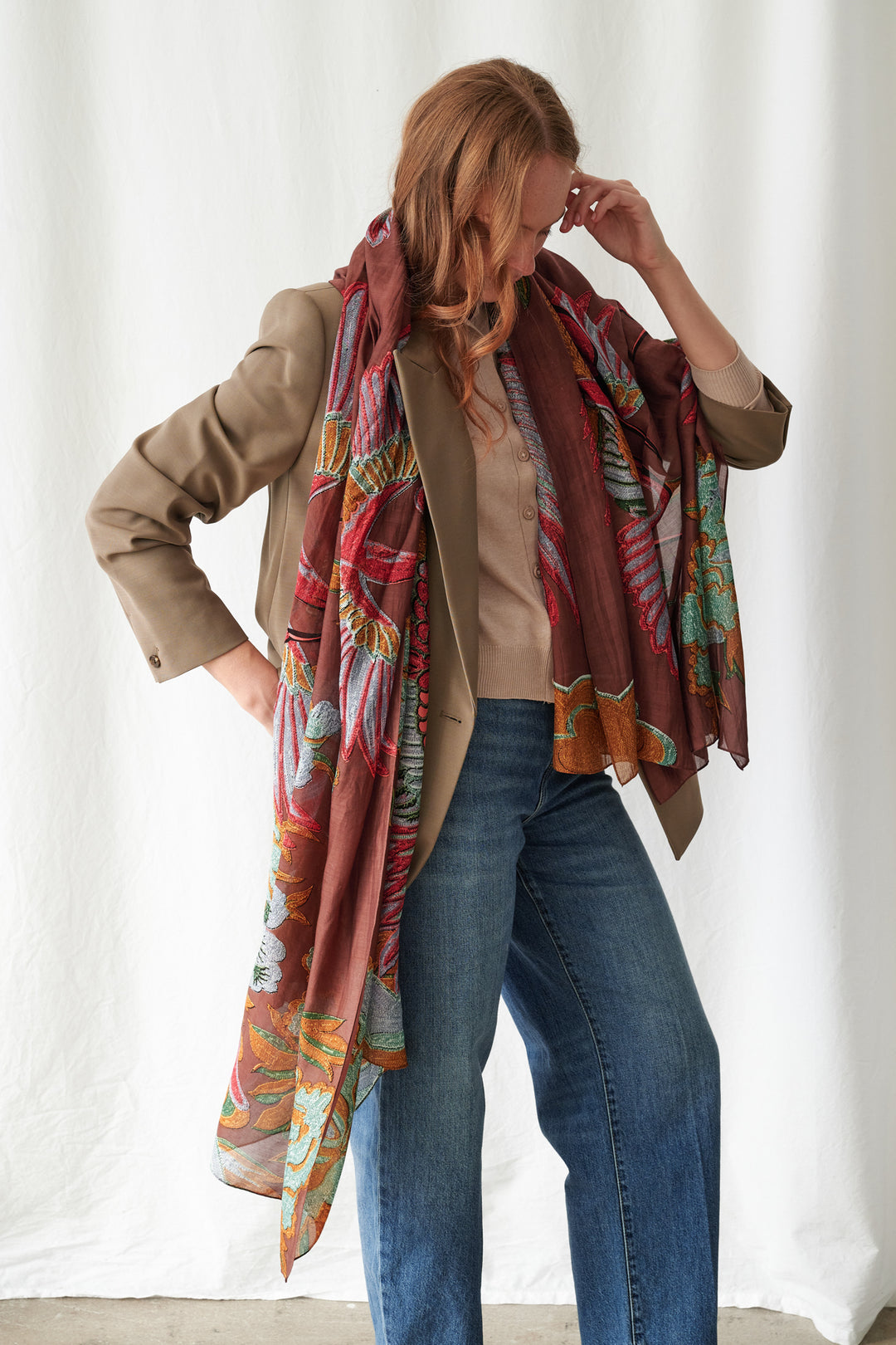 Crane Brown Scarf