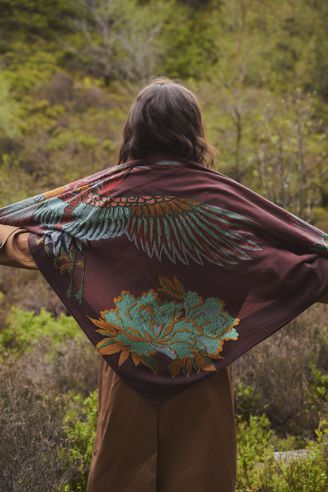 Crane Brown Square Wool Scarf