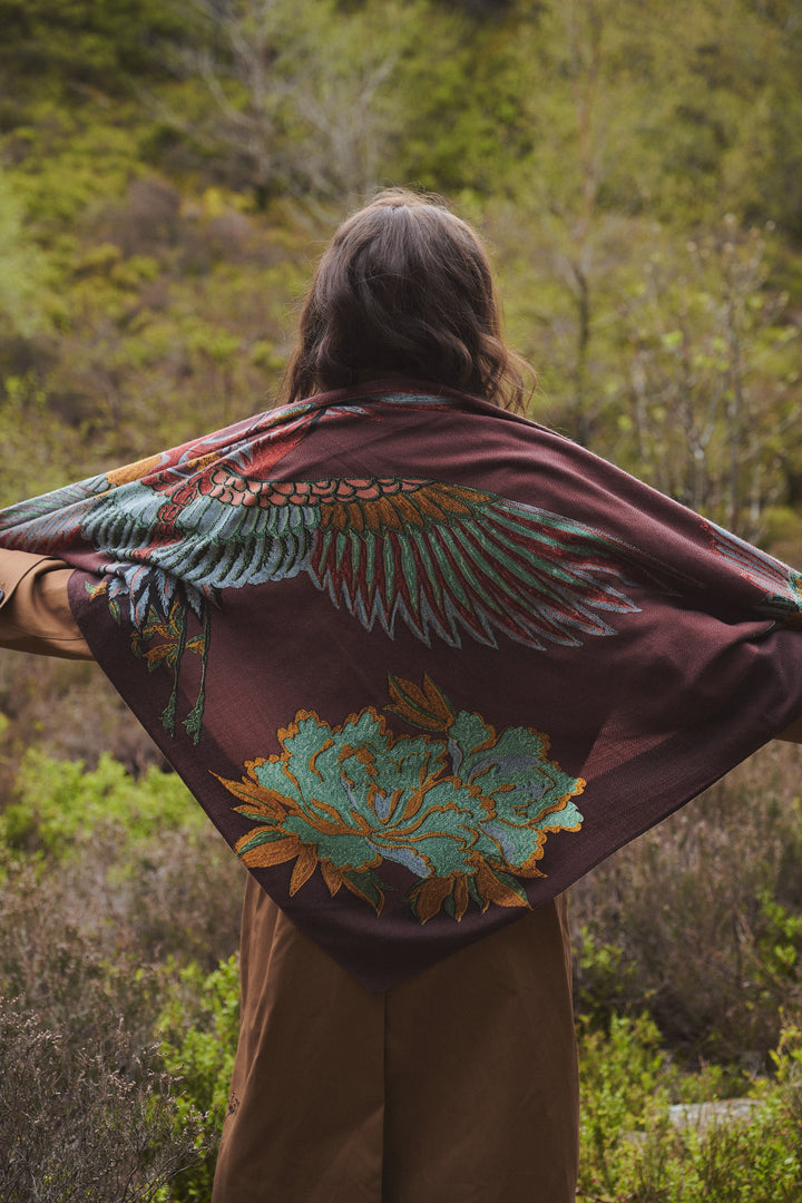 Crane Brown Square Wool Scarf