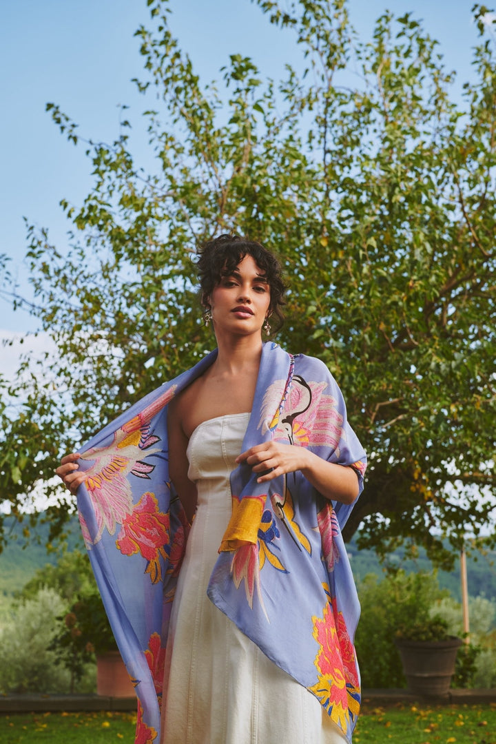 Crane Periwinkle Scarf - One Hundred Stars