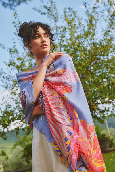 Crane Periwinkle Scarf – One Hundred Stars USA