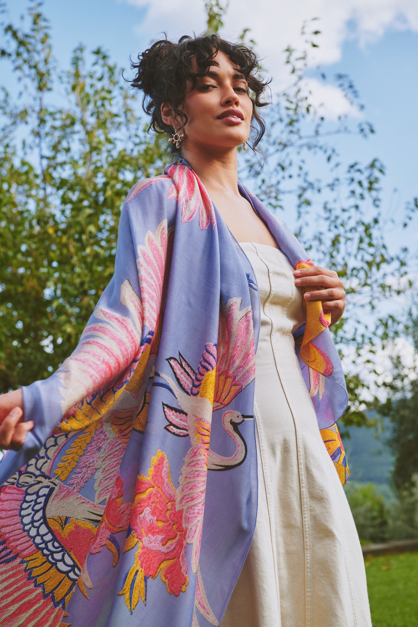 Crane Periwinkle Scarf – One Hundred Stars USA