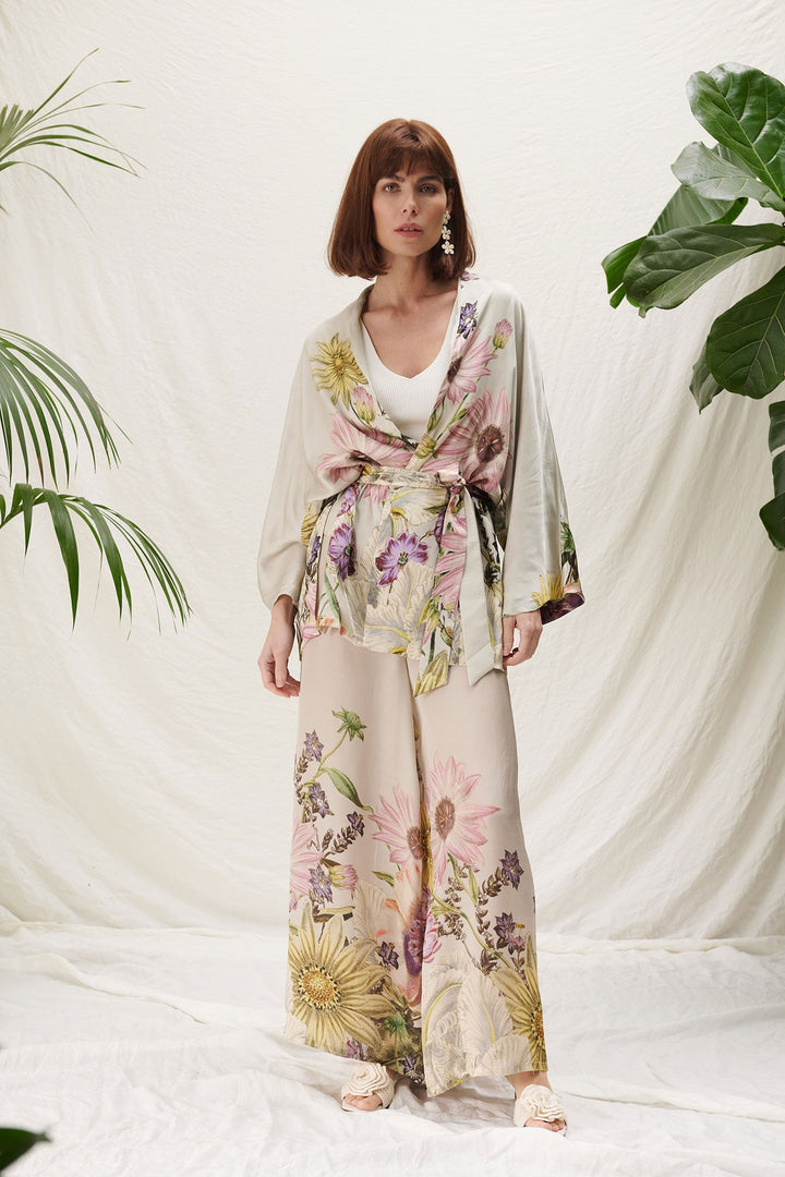 wedding guest twin set satin kimono suit by one hundred stars floral