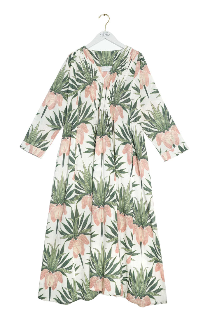 Deco Bud Ivory Pinch Pleat Dress