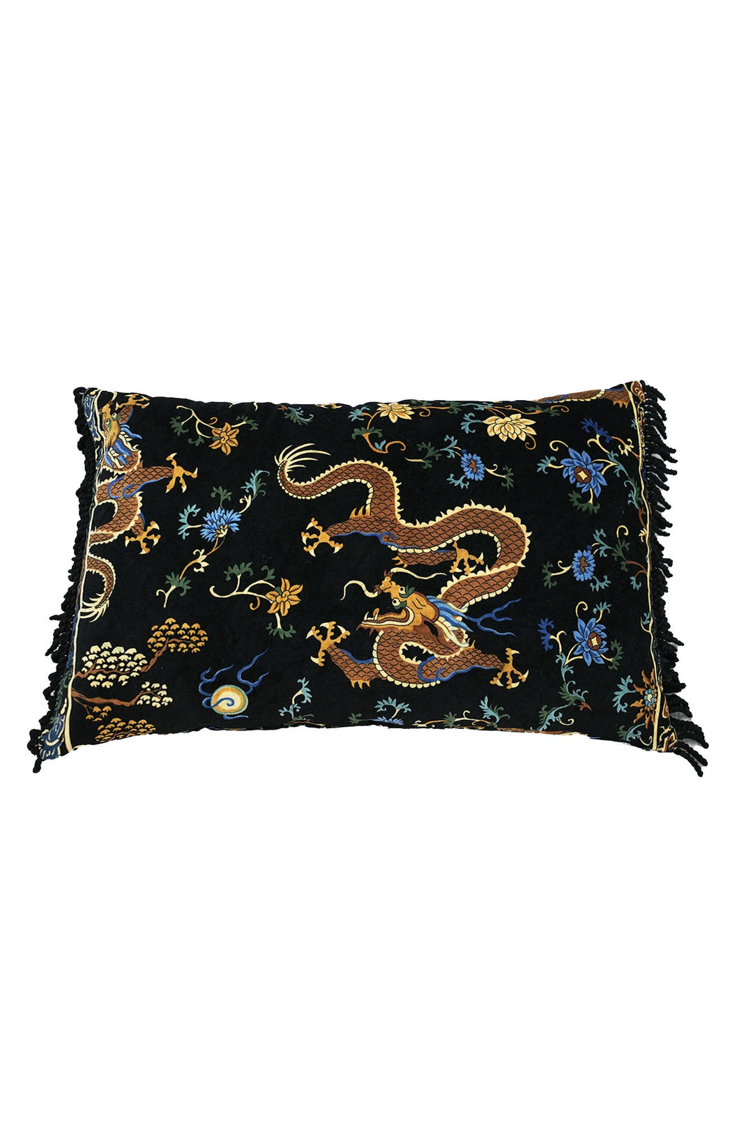 Dragon Black Rectangle Velvet Cushion