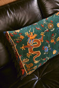 Dragon Green Rectangle Velvet Cushion