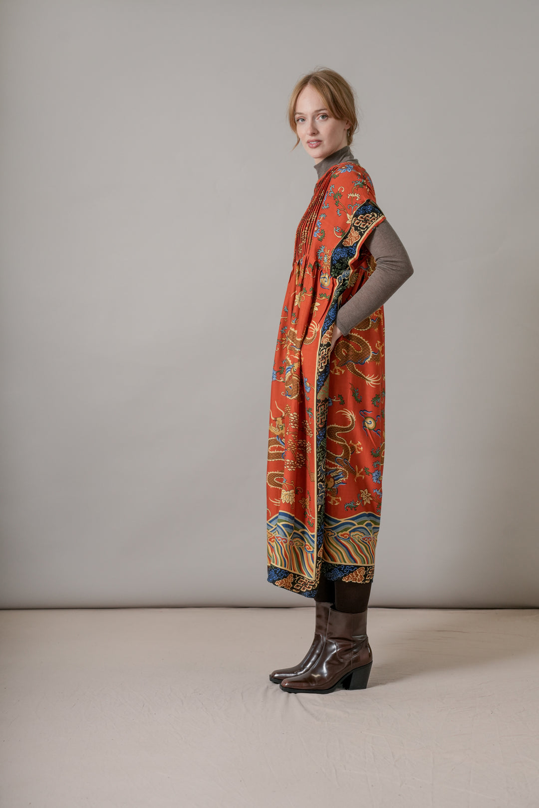 Dragon Rust Pleat Dress