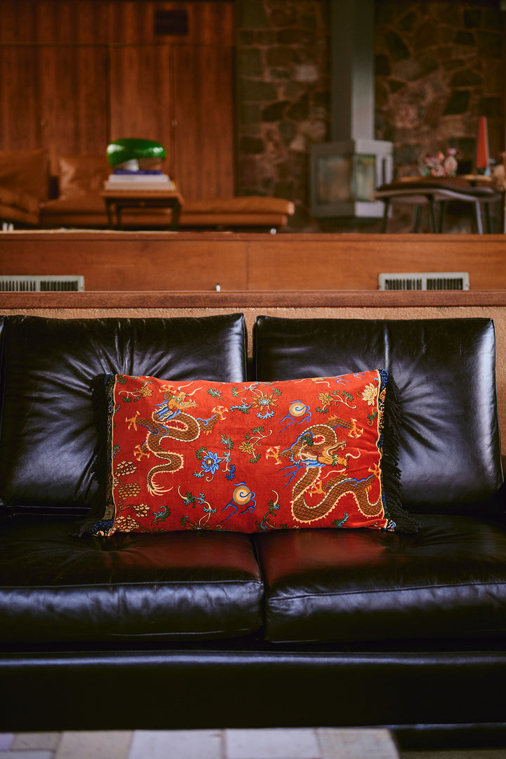 Dragon Rust Rectangle Velvet Cushion