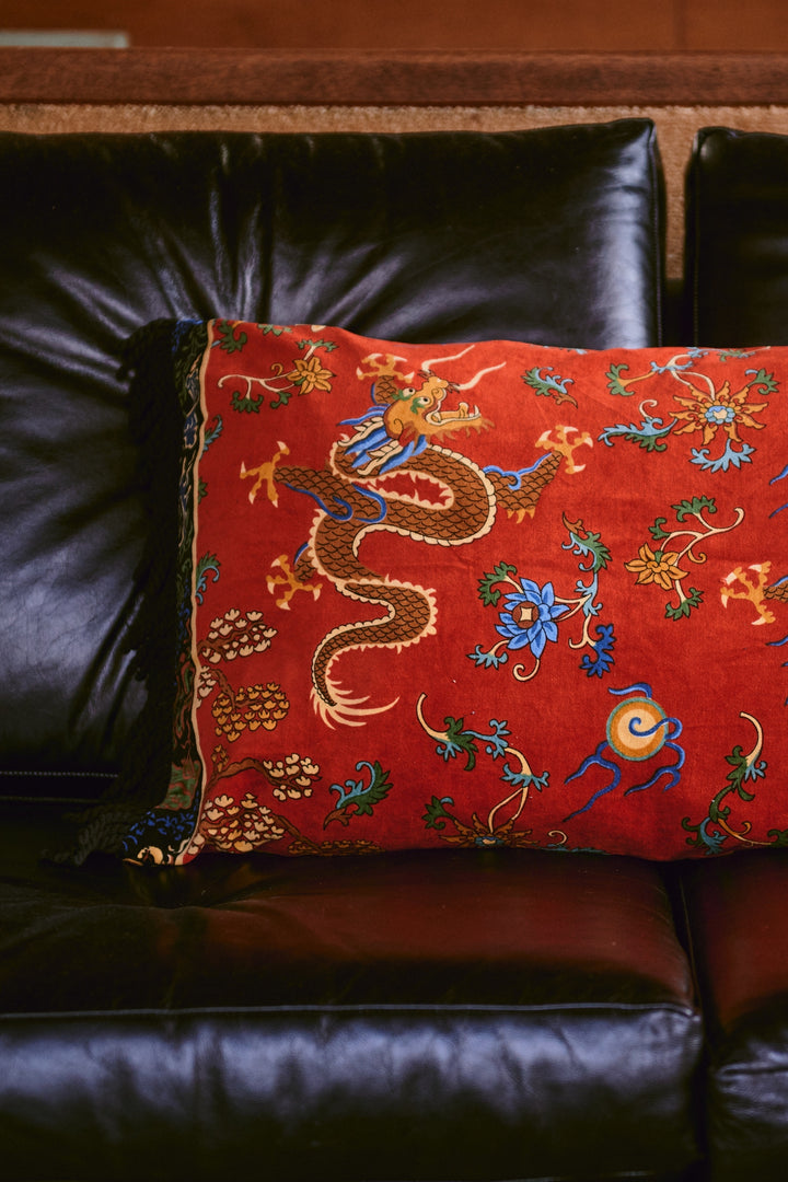 Dragon Rust Rectangle Velvet Cushion