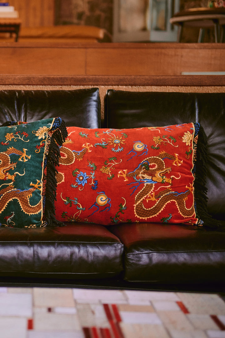 Dragon Rust Rectangle Velvet Cushion