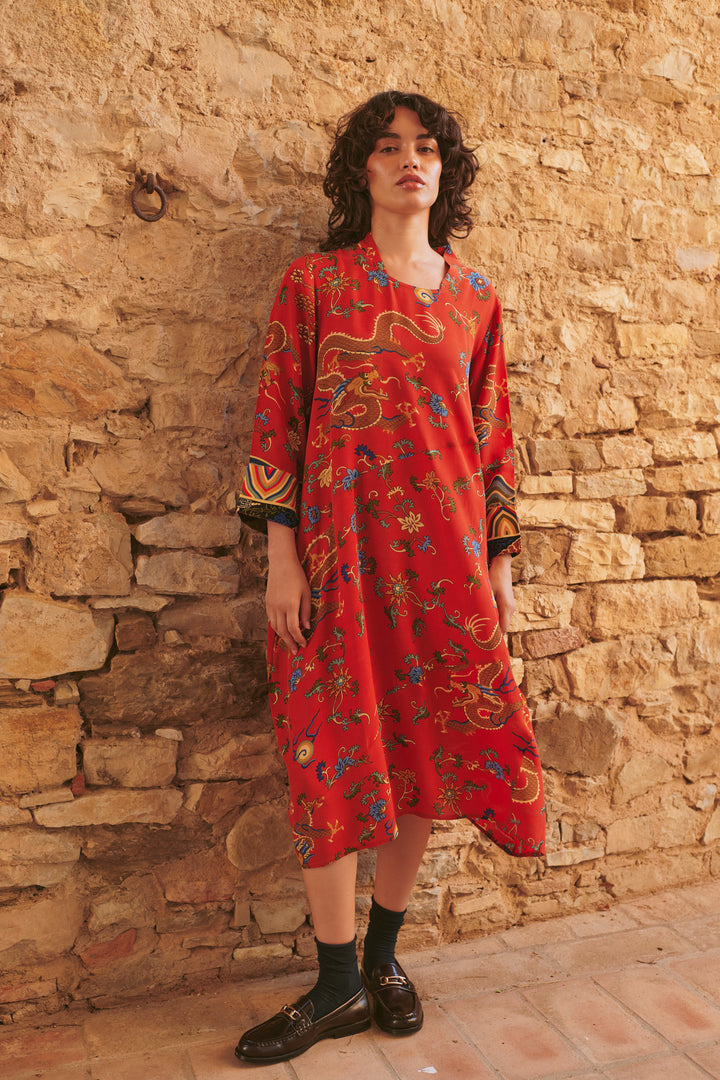 Dragon Rust Asymmetric Dress