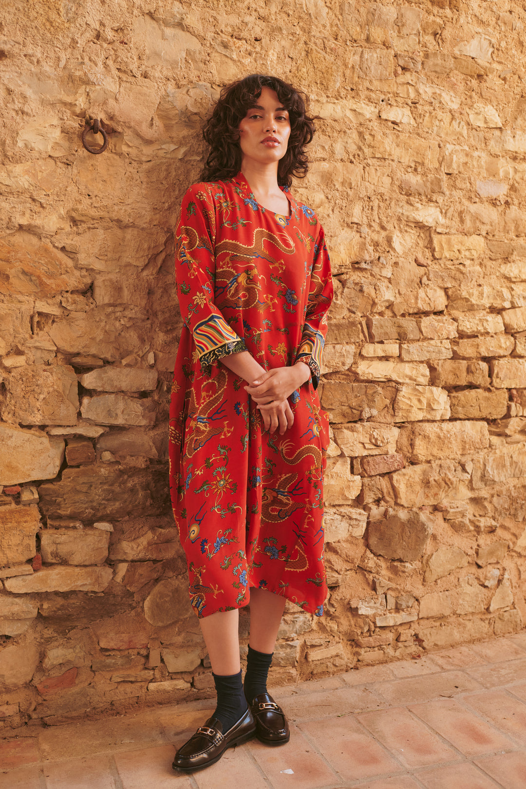 Dragon Rust Asymmetric Dress