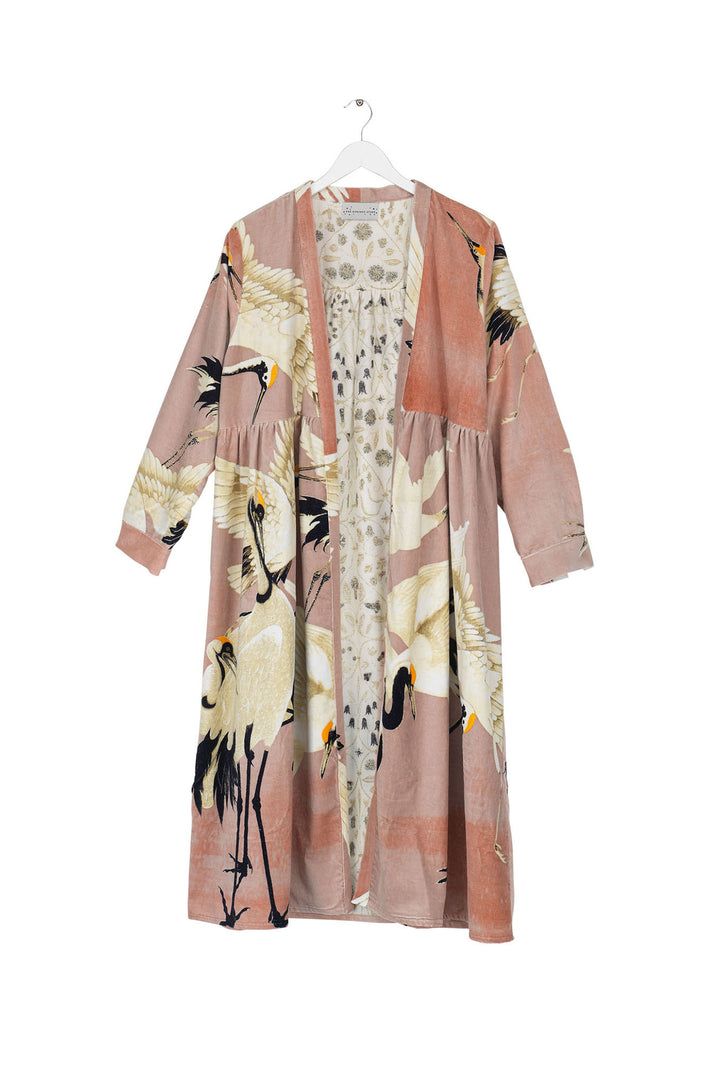 Stork Pink Velvet Duster Coat