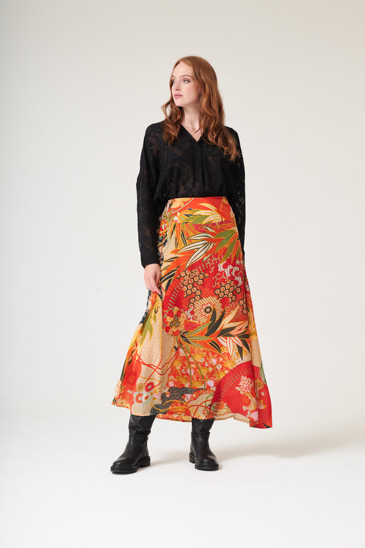 Fans Scarlet A-line Maxi Skirt