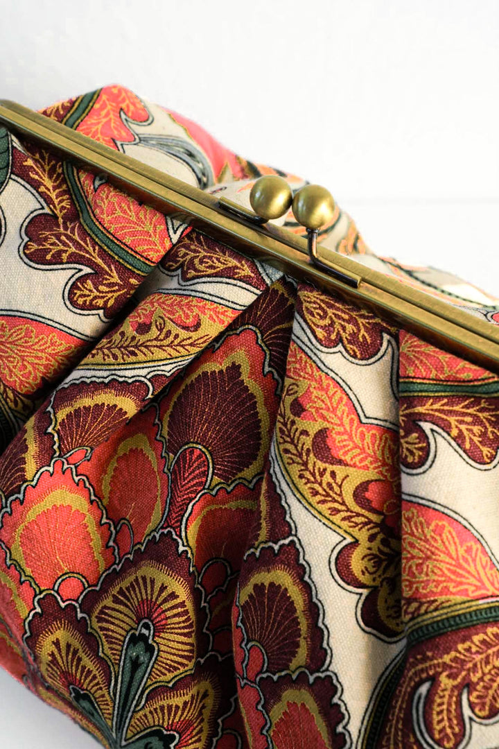 Fiesta Orange Kiss Lock Clutch Bag