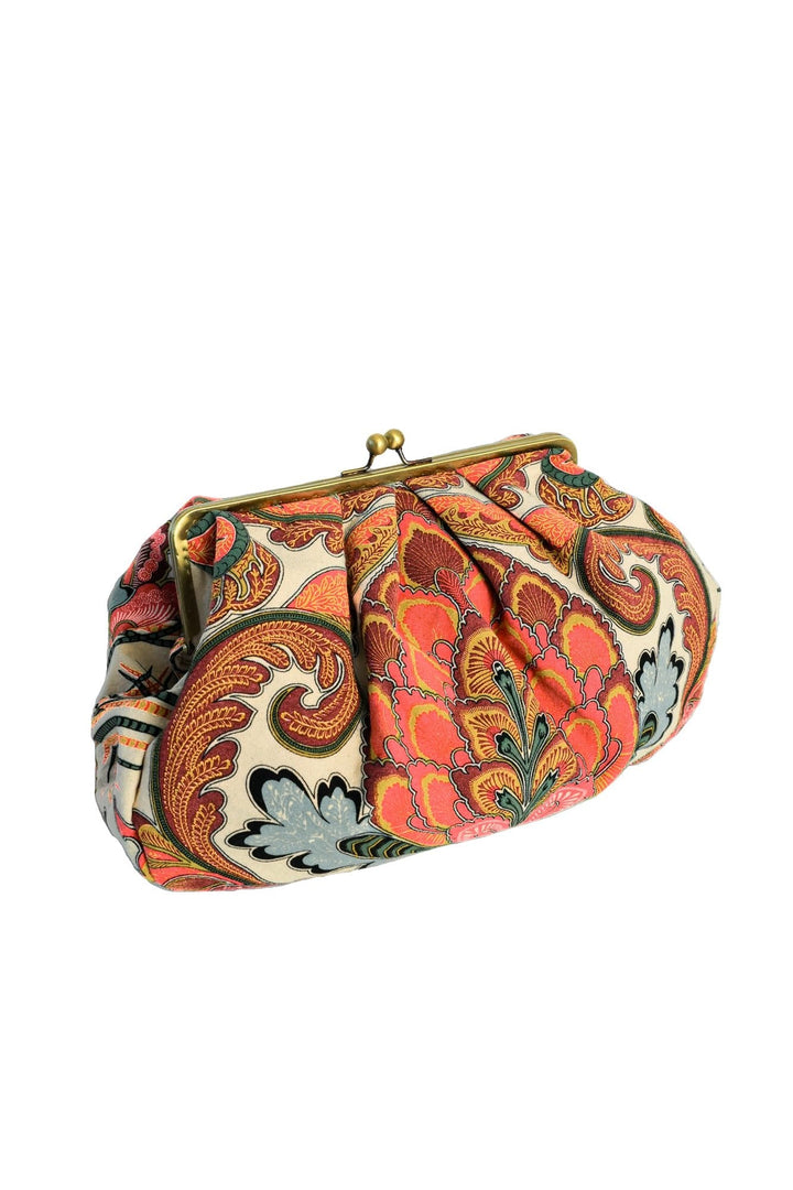 Fiesta Orange Kiss Lock Clutch Bag