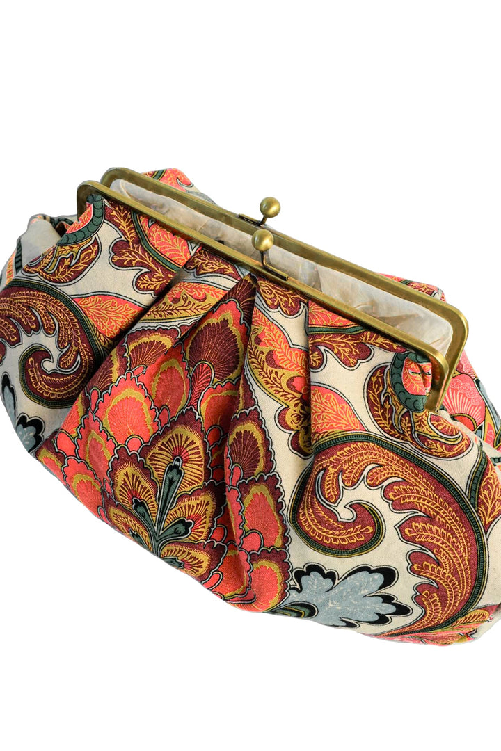 Fiesta Orange Kiss Lock Clutch Bag