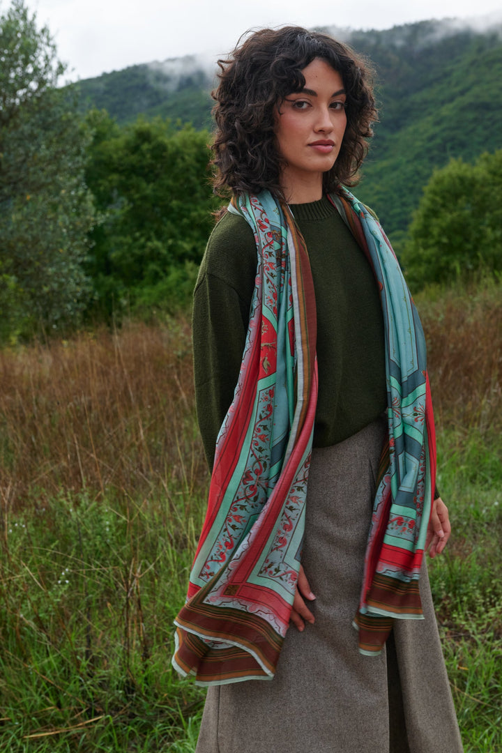 Fleur De Lys Aqua Scarf
