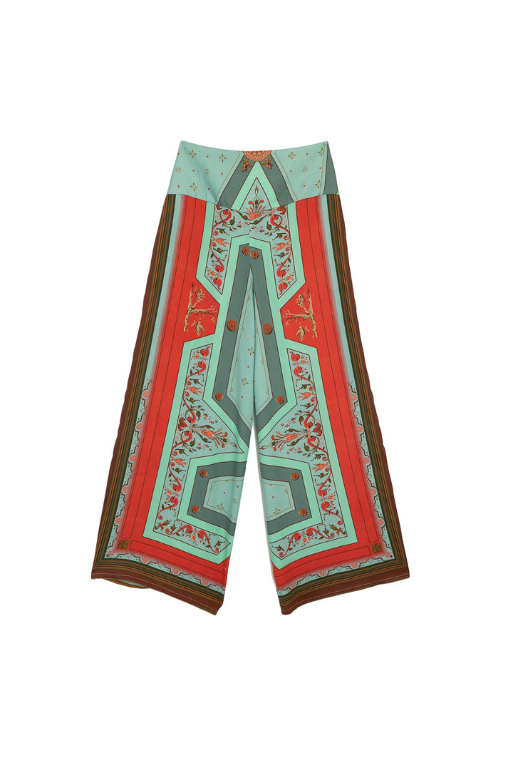 Fleur De Lys Aqua Palazzo Pants