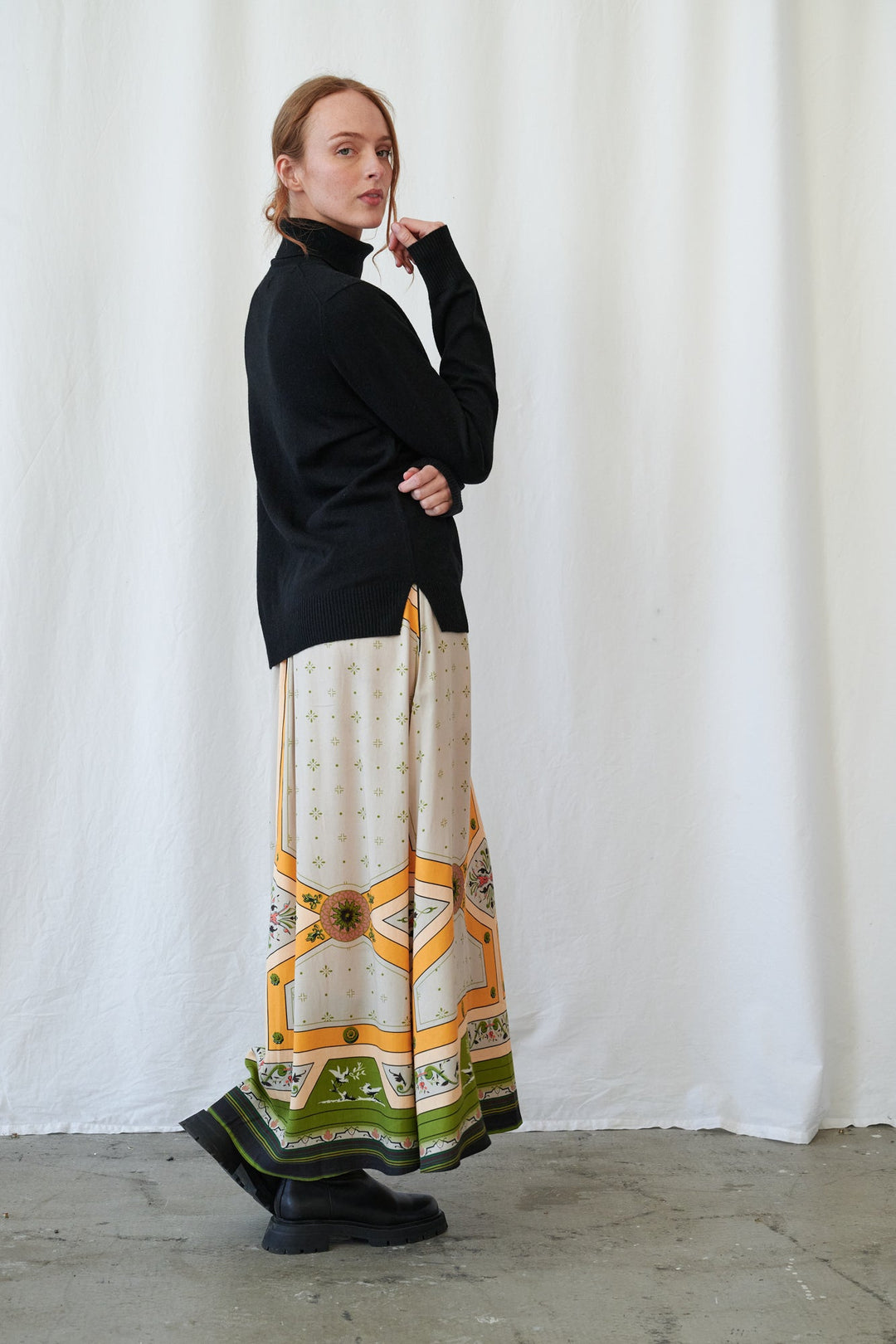 Fleur De Lys Gold A-line Maxi Skirt