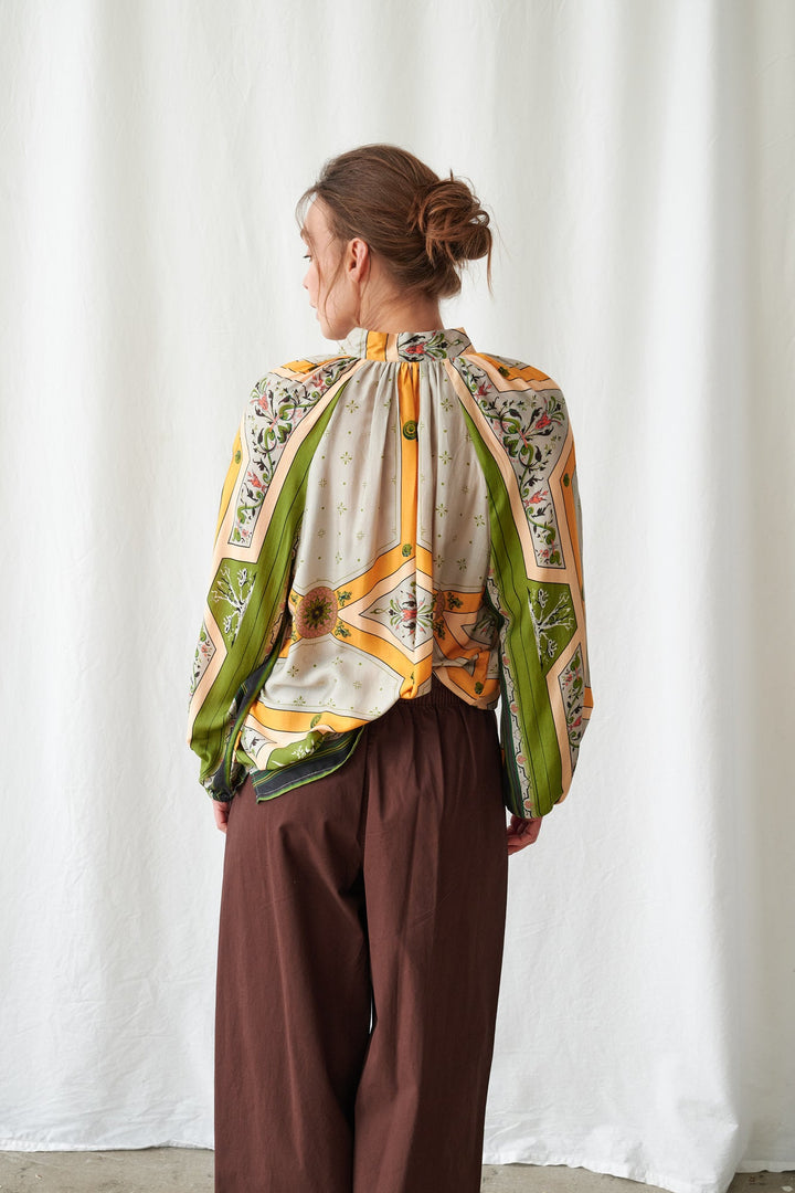 Fleur De Lys Gold Pussybow Blouse