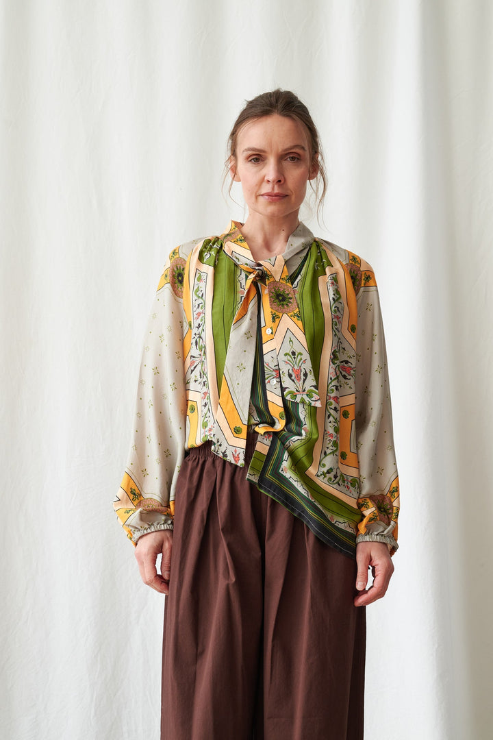 Fleur De Lys Gold Pussybow Blouse