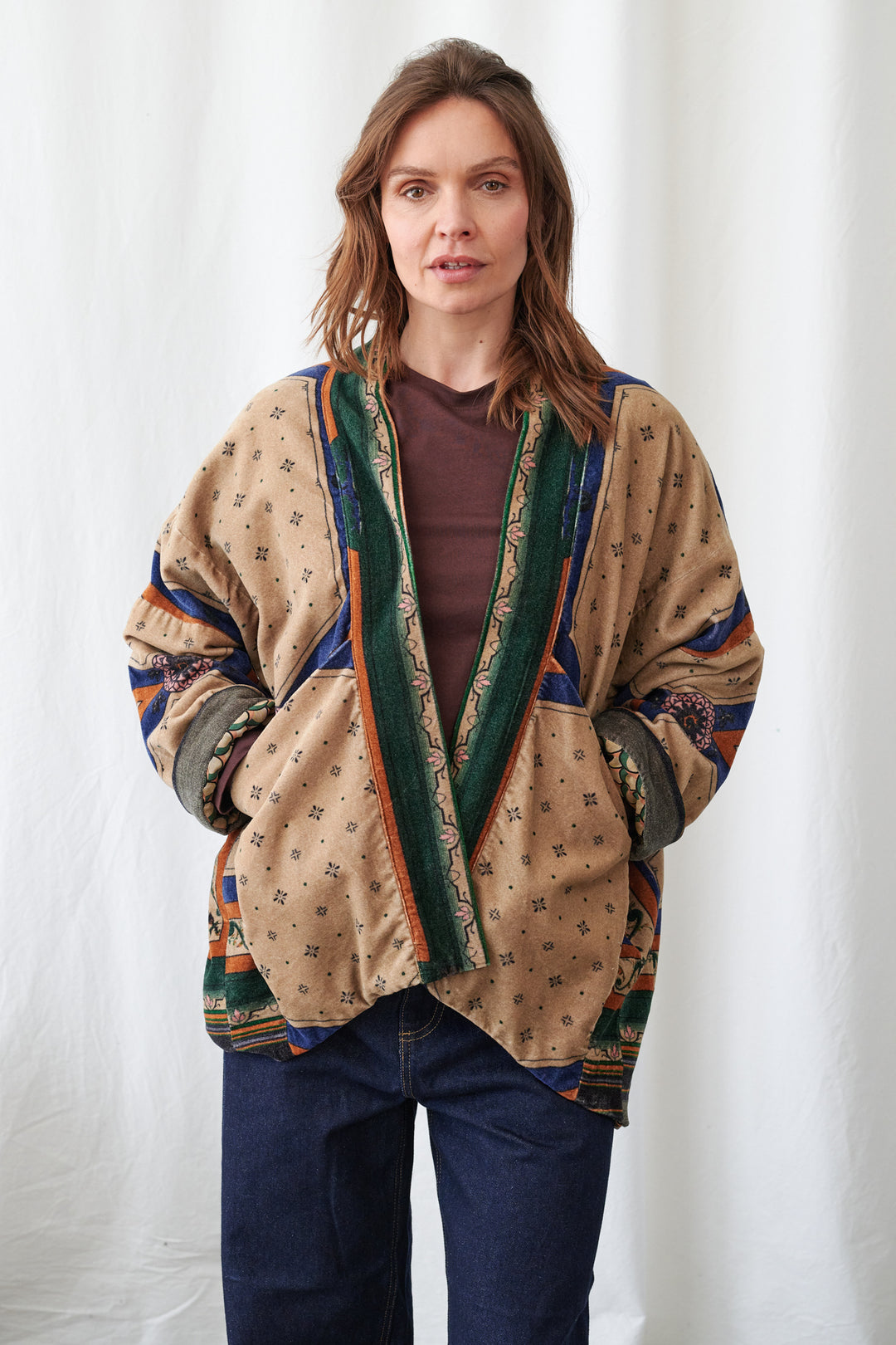 Fleur De Lys Sand Velvet Pocket Jacket