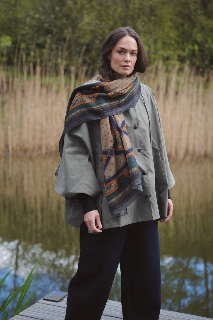 Fleur De Lys Sand Wool Scarf