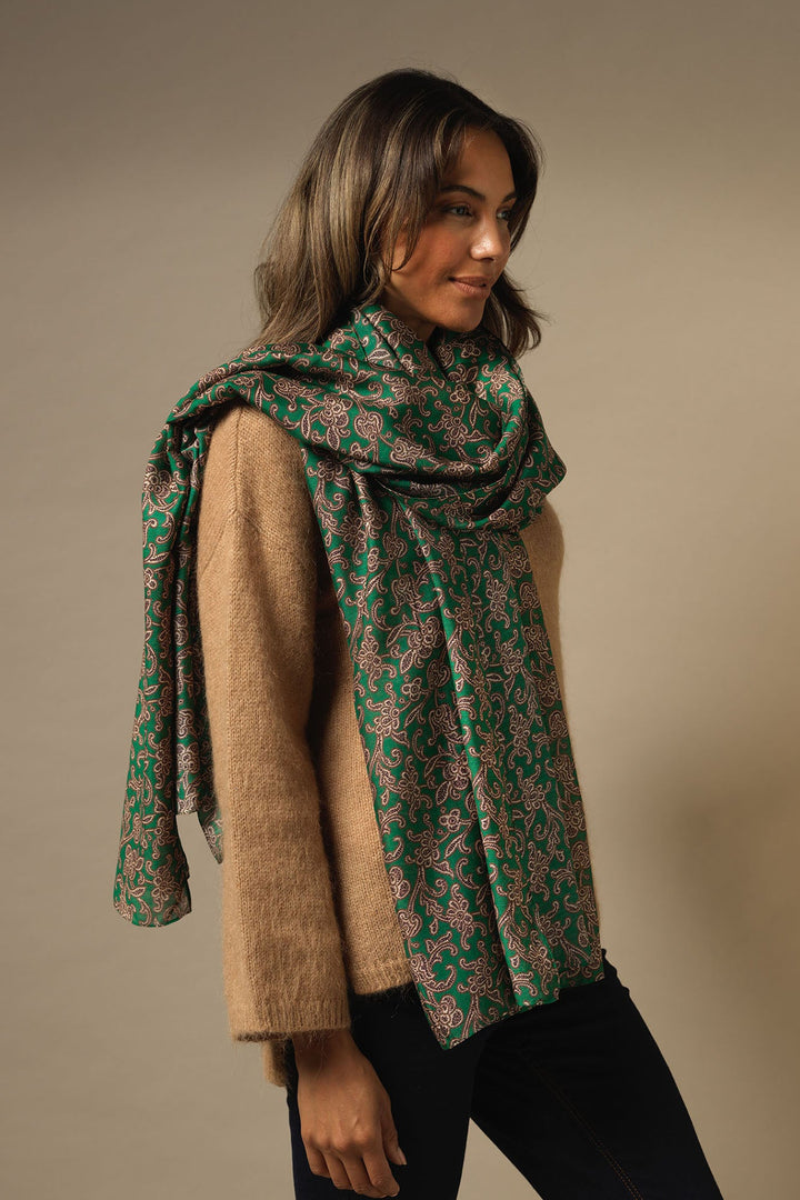 Floral Paisley Green Scarf
