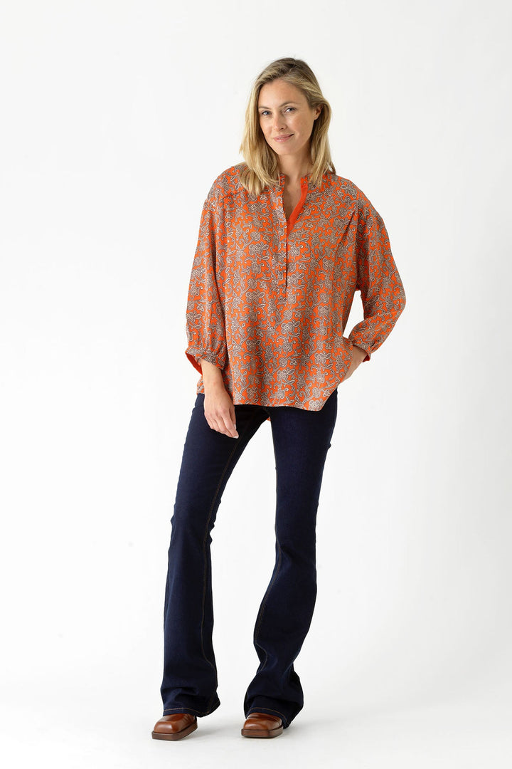 Floral Paisley Orange Darcy Shirt
