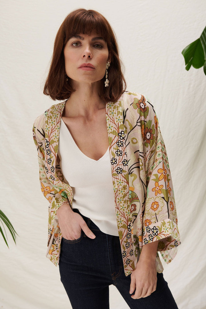 flower arch sage kimono by one hundred stars