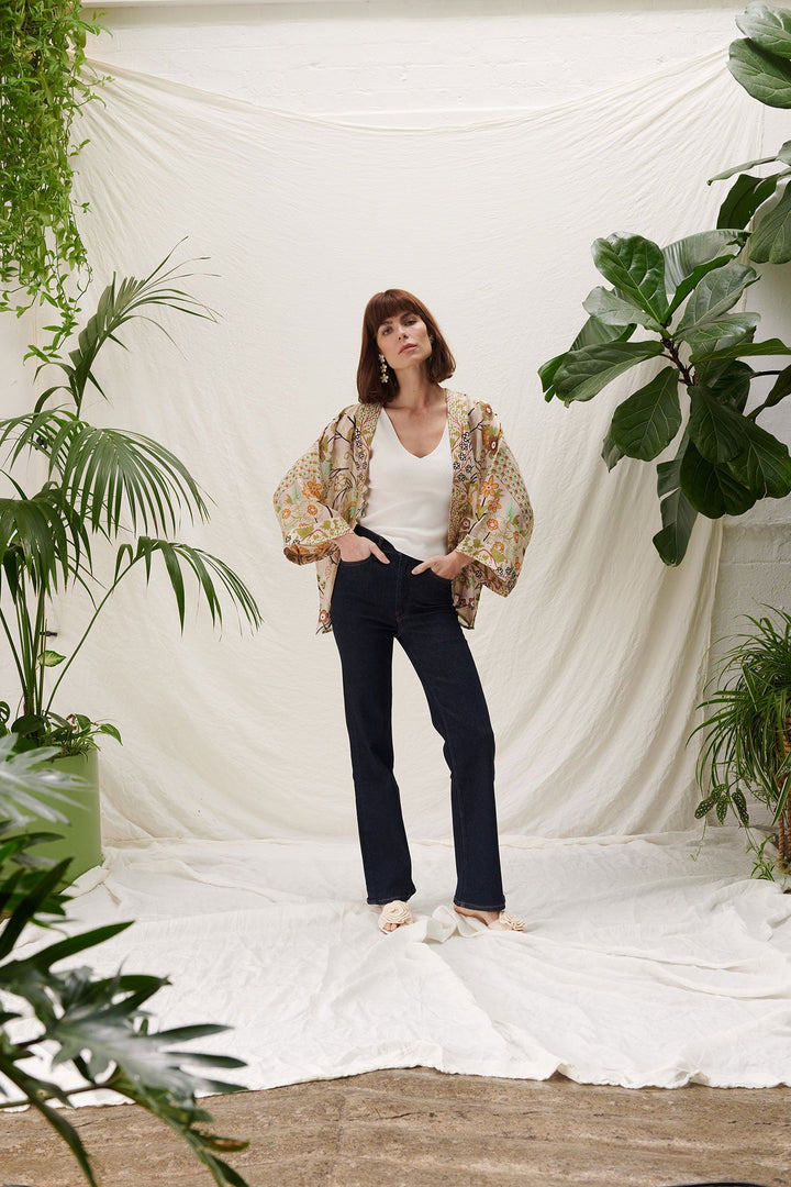 Flower Arch Sage Kimono