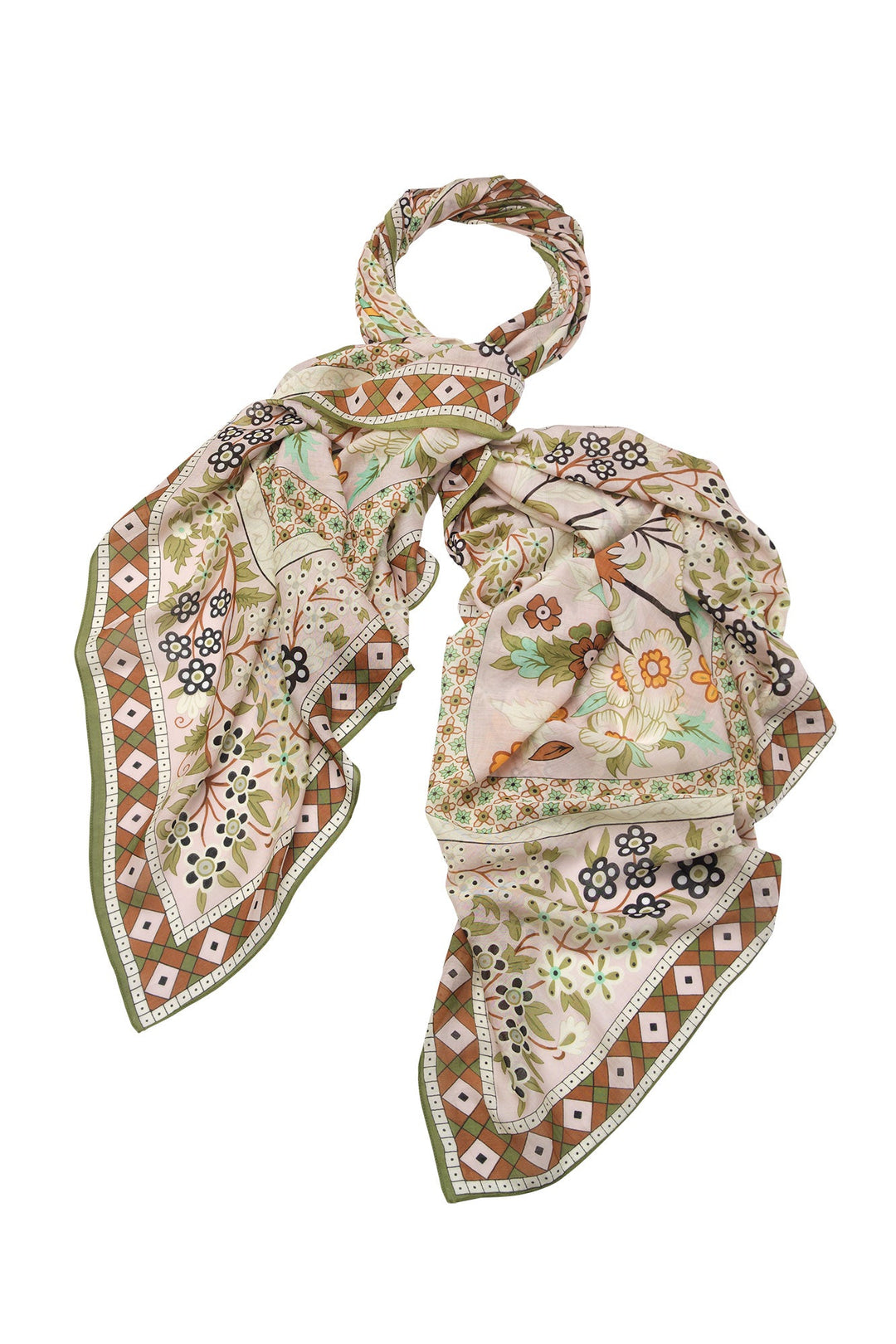Women's accessories, gifts for her. Large scarf in floral flower arch sage print by One Hundred Stars