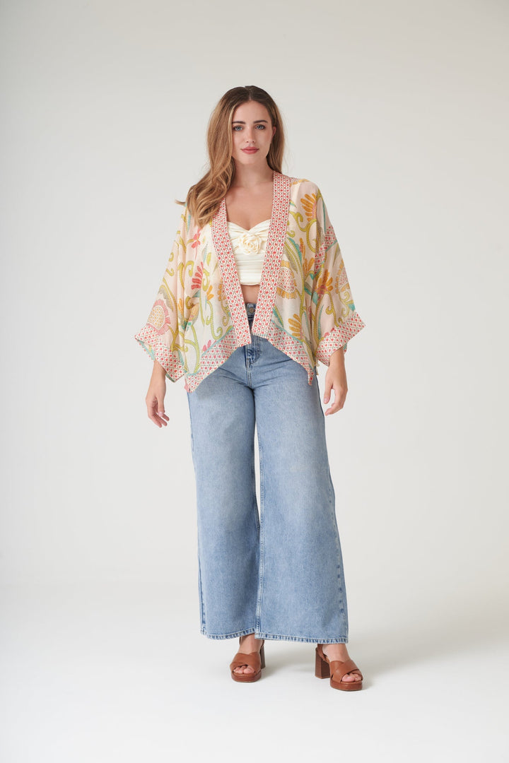 Giant Kantha Lime Kimono - One Hundred Stars