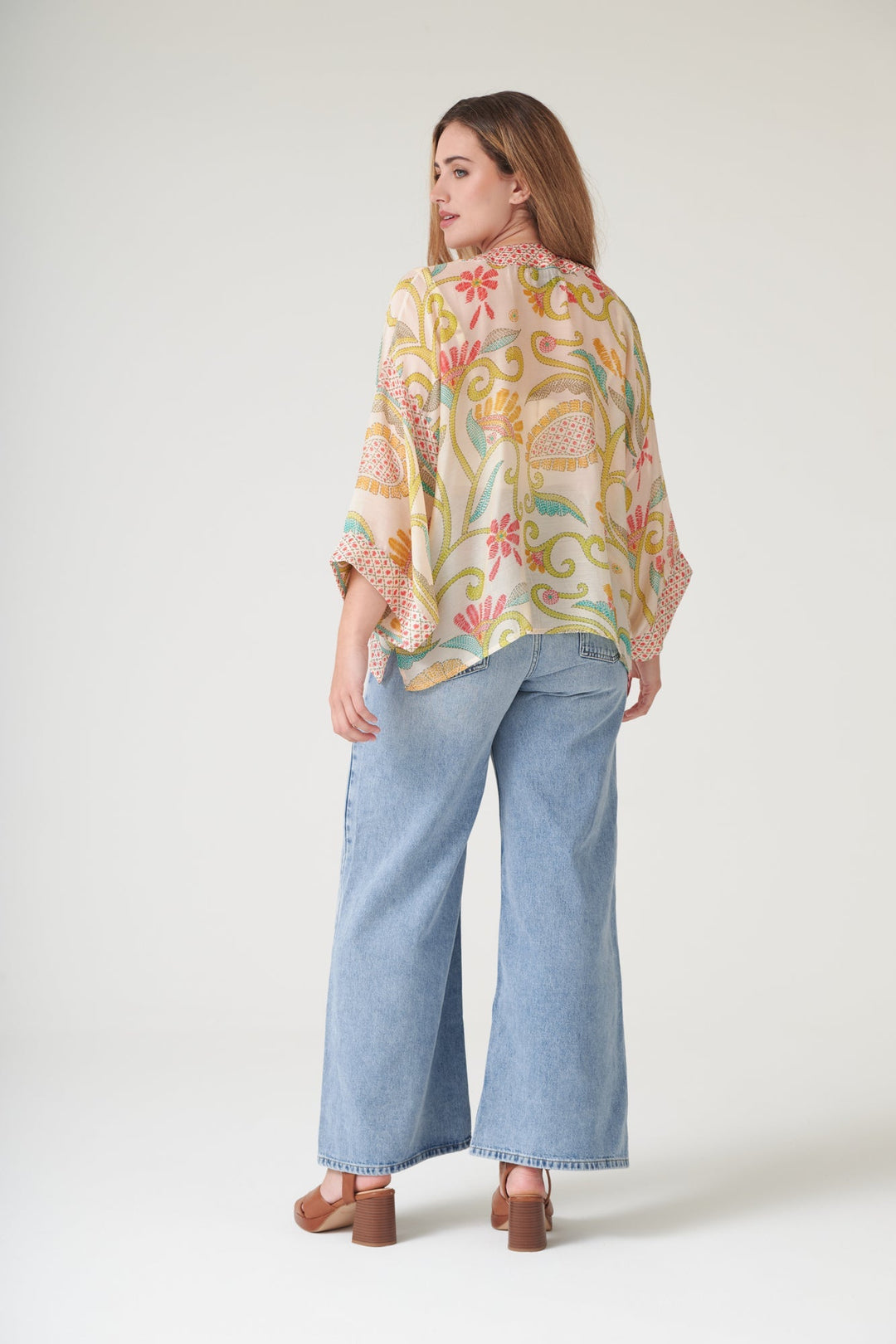 Giant Kantha Lime Kimono - One Hundred Stars