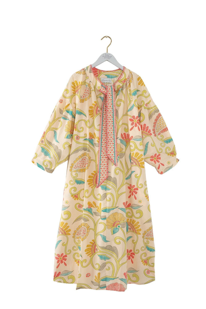 Giant Kantha Lime Tie Dress - One Hundred Stars