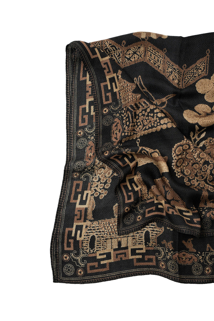 Giant Willow Black Square Wool Scarf