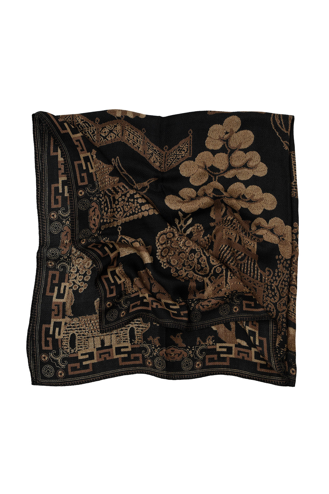 Giant Willow Black Square Wool Scarf