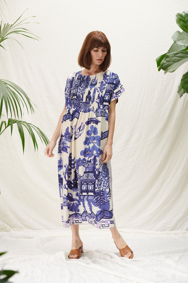 stunning blue and white willow pattern dress by one hundred stars