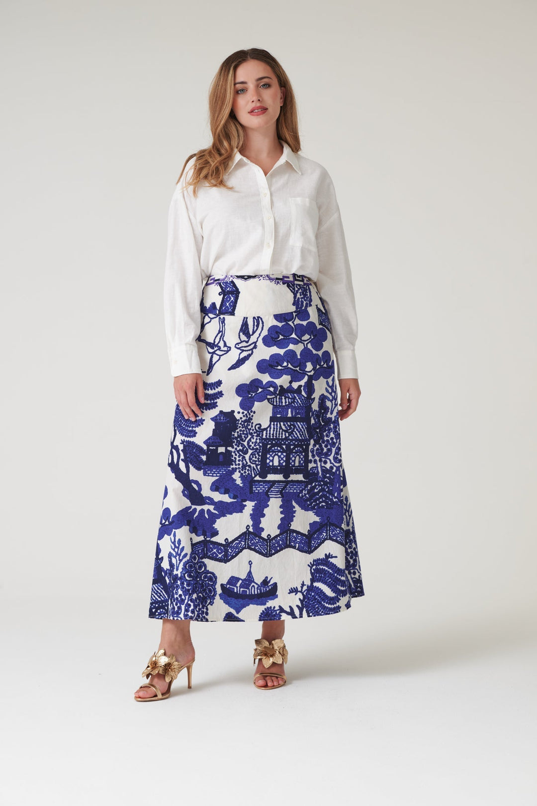 Giant Willow Blue A - line Maxi Skirt - One Hundred Stars